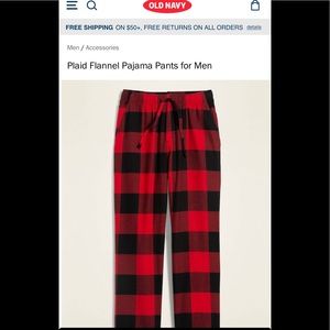 Mens Red & Black Buffalo Plaid Pajama Bottoms